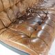 70s living room set in cognac brown leather with black wenge wood frame