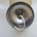 Pair of chrome metal wall lights with vintage sandblasted glass globes