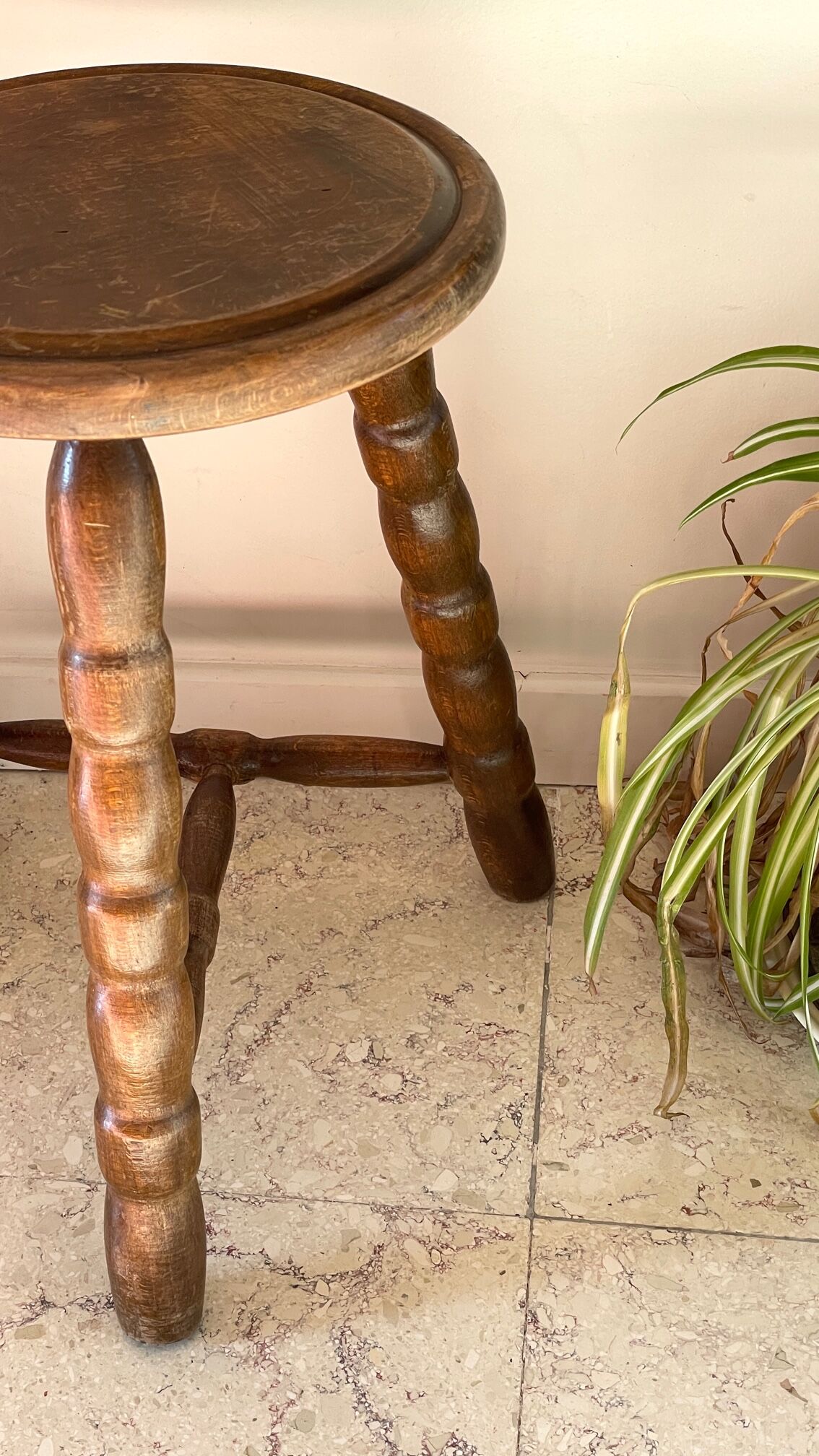 Wooden stool tripod vintage