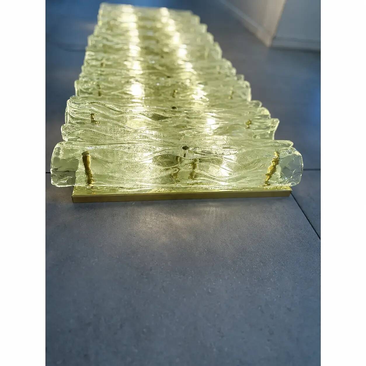 Green Italian Luxury Brass Wall Sconce Murano Glass or Flush Mount