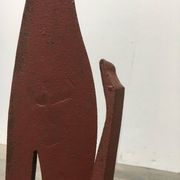 Sculpture d'oiseau grue en métal du milieu du siècle