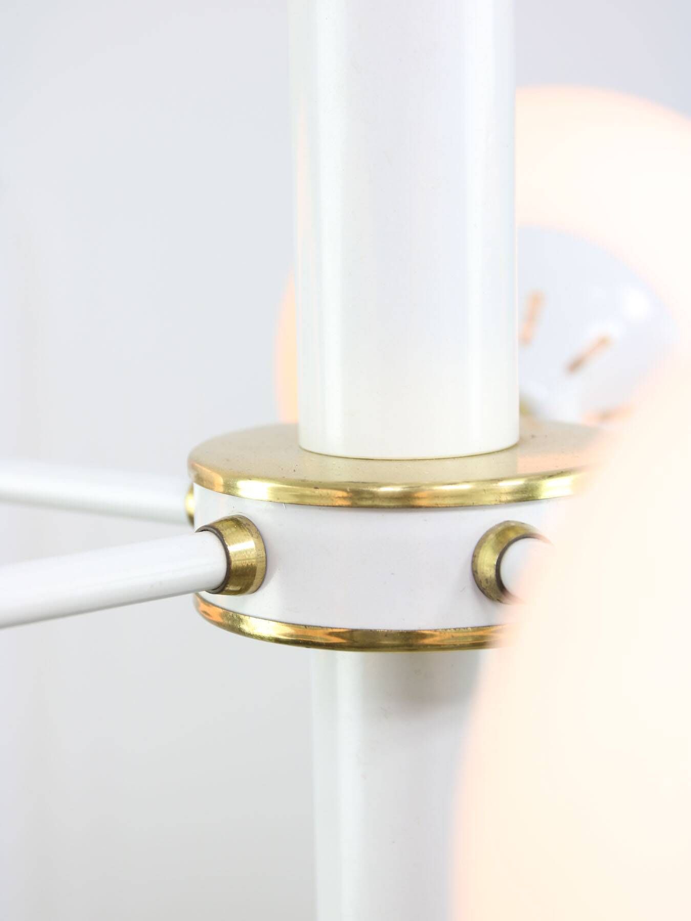 Vintage Italian Brass and Opaline Sputnik Chandelier, 1970s