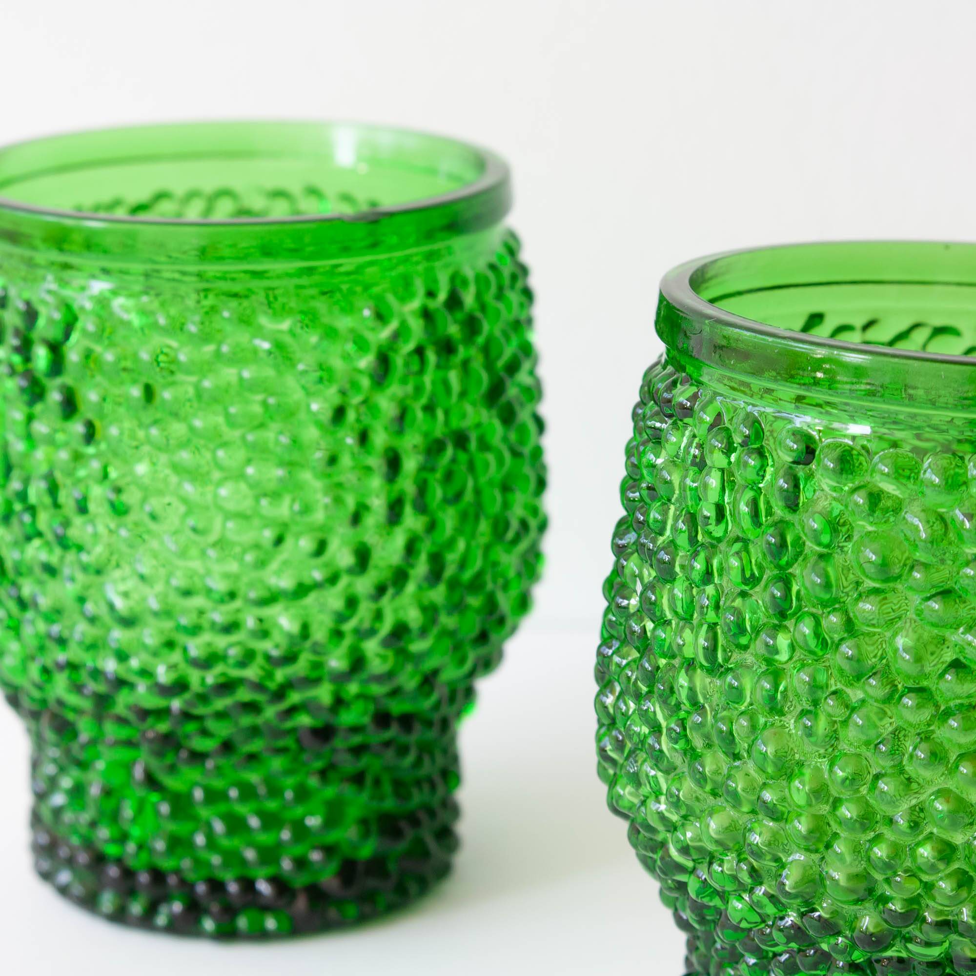 Vintage Green Set of 6 Cocktail bubble glasses, ice bucket and ice clamps
