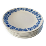 Assiettes à dessert en faïence de Luneville Blue Flowers