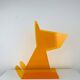 Porte-revues chien en plexiglas orange, vintage