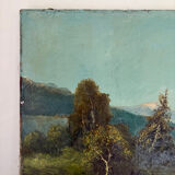 Mountain landscape stroll, oil on canvas signed Rollet.