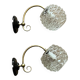 Pair of antique wall sconces with swan necks and glass globes.