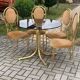 Vintage Paolo Salice set — Smoked glass table and 4 yellow straw chrome metal chairs (set of 5)