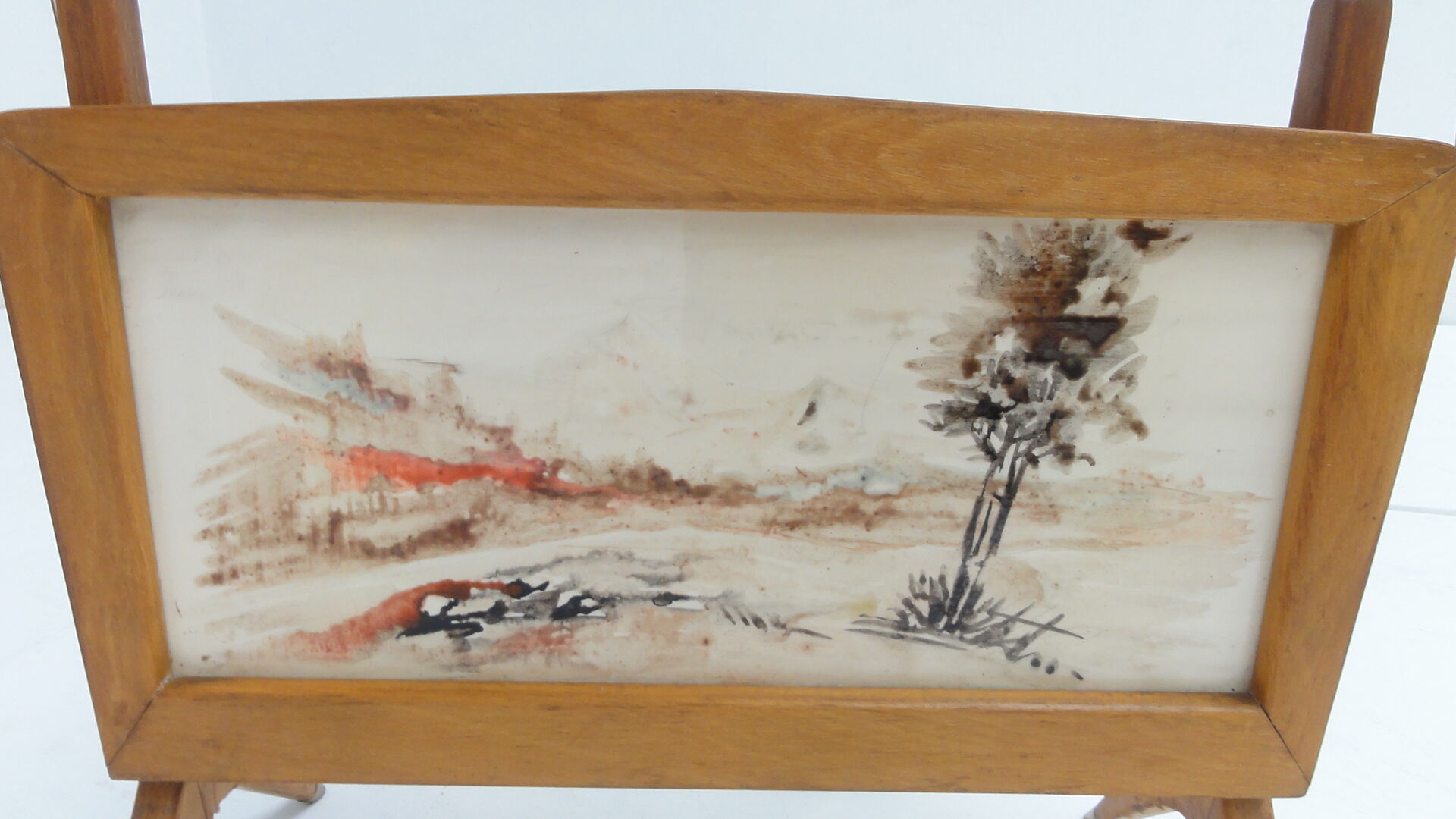 Magazine rack hand painted Birch and brass made in Italy 1950 s