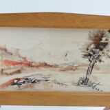 Magazine rack hand painted Birch and brass made in Italy 1950 s