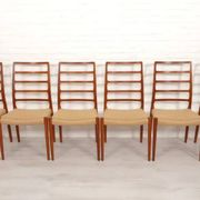 6 x vintage dining chairs | Niels Otto Møller | Model 82 | Papercord | Teak