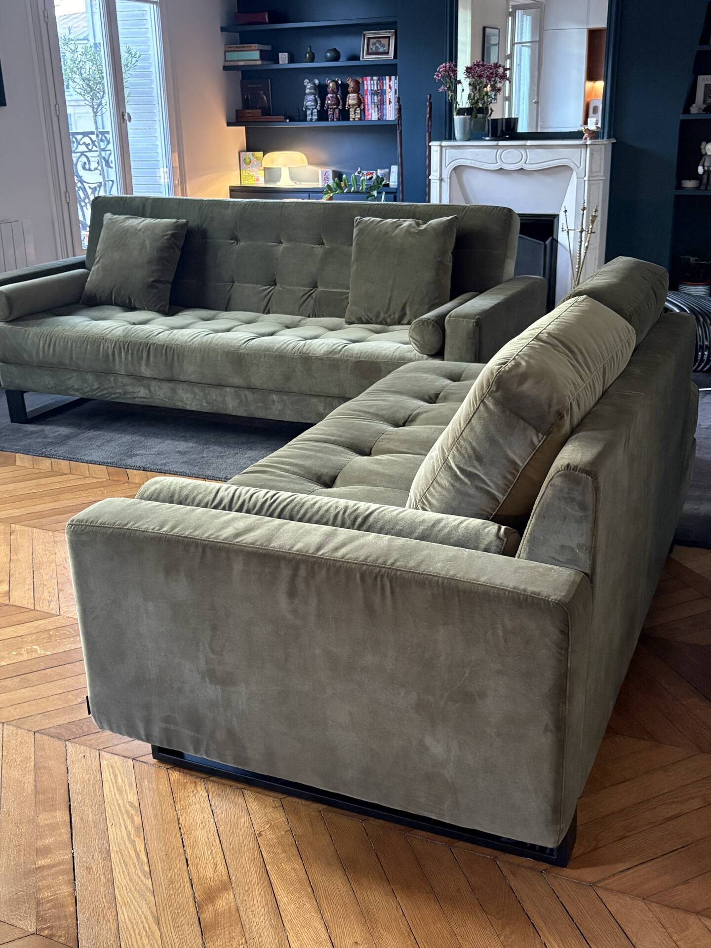 Sofa set nv gallery midnight bottle green velvet (convertible)