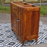 Narrow Art Deco sideboard in light walnut with gray marble top