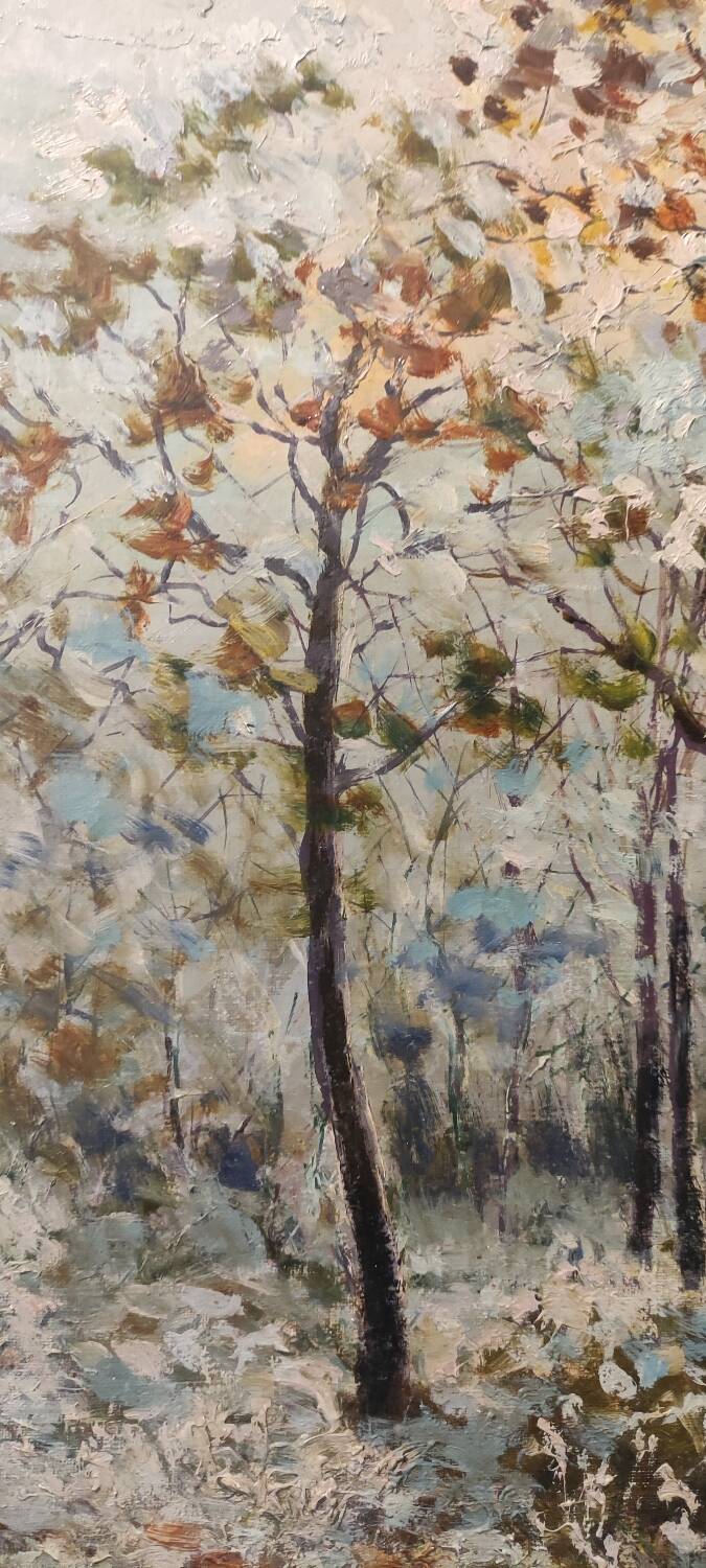 HST painting under snowy woods by Roland Arribas