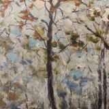 Tableau HST sous bois enneigé signé Roland Arribas