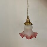 Vintage tulip ride in pink and white frosted glass