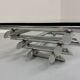 Space coffee table from the 70s, tubular metal and glass, Italian design