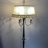 Vintage floor lamp in black and gold metal with lampshades
