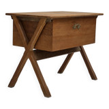 1970s, Scandinavian side table with drawer, solid oak wood, teak wood.