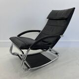 Fauteuil à bascule en cuir par Jochen Hoffman, années 1990