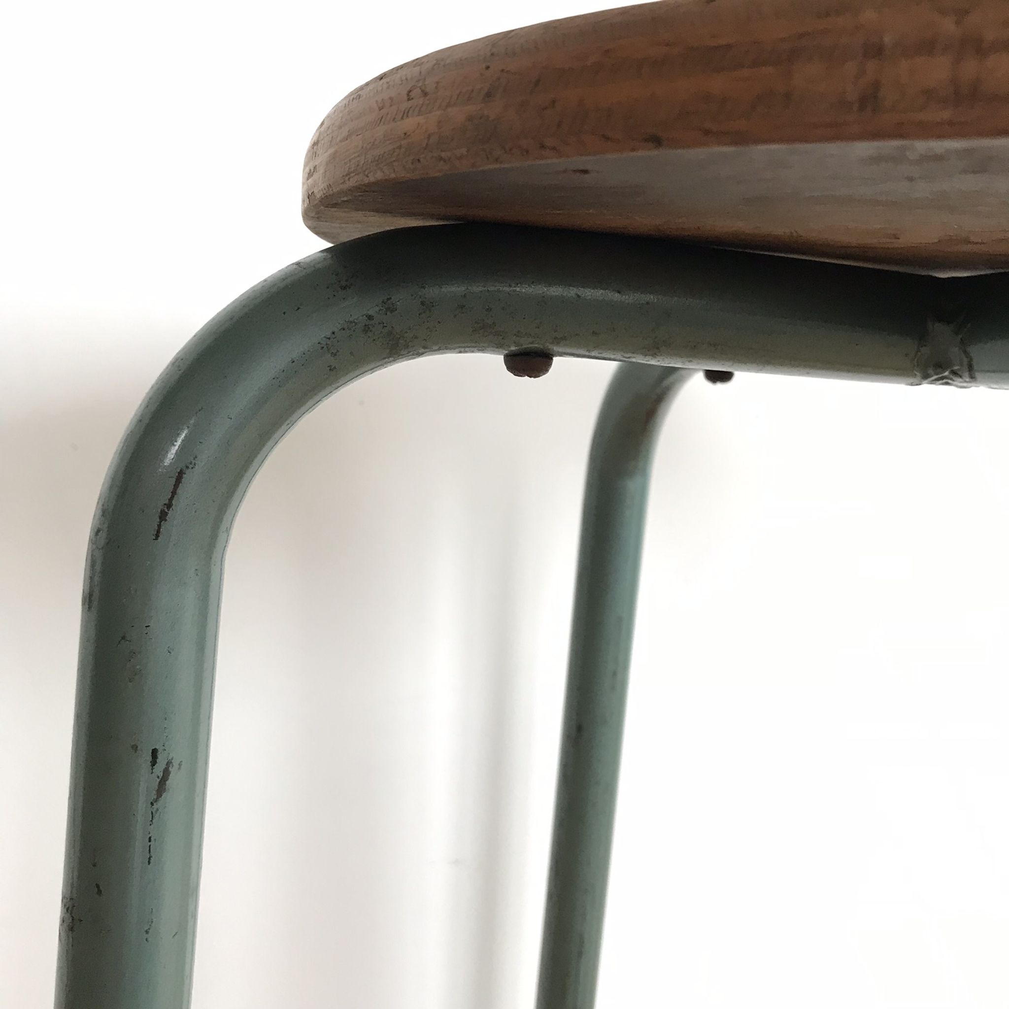 Vintage metal and wood industrial stool