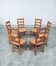 Rustic Oak and Rush High Ladder Back Dining Chairs, Belgium, 1950s, Set of 6