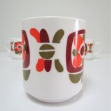 Three mugs and two cups decoration flowers design Jean-Charles Meunier 70s