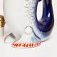 Set of 7 glasses and a glass carafe decorated with blue fish, Mid-Century Modern style, Europe, 1960s.