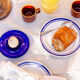 5 assiettes à dessert liseré bleu