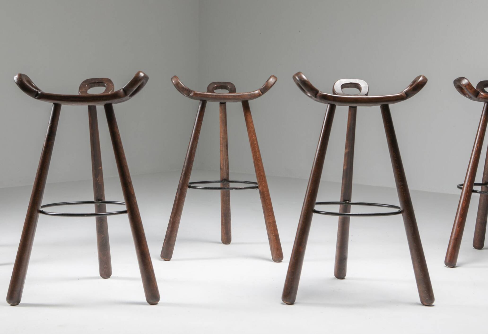 4 bar stools by Sergio Rodrigues, Brazilian design, circa 1970