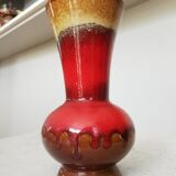 Vintage KIL Ceramic Vase: Red & Brown Lava Glaze, 1970s Yugoslavia