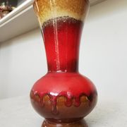 Vintage KIL Ceramic Vase: Red & Brown Lava Glaze, 1970s Yugoslavia