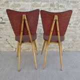 Pair of light wood chairs with Skai, around 1950.