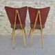 Paire de chaises en bois clair et Skaï, vers 1950