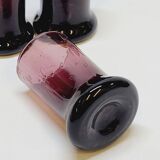 5 Small Liqueur Glasses Vodka Cups in Bubble Blown Glass Plum Biot?
