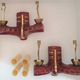 Pair of double art deco sconces in bordeaux and gold ceramics