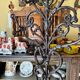 Coat rack with 6 hooks and cast iron brown umbrella stand.