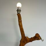 Vintage brutalist style wooden floor lamp