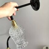 Pair of vintage chiseled glass sconces