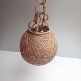 Vintage rope and rattan ball pendant light