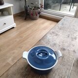 Ancienne marmite en fonte emaillée bleue Le Creuset