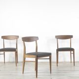 Ensemble de 4 chaises vintage en teck et similicuir. Vintage Moderne / Rétro / Danois