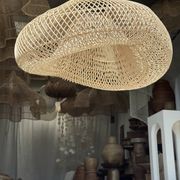 Suspension or rattan lampshade in the shape of a cloud or flattened bubble D60 H35