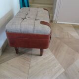 Unique-small vintage bench-ottoman-stool-colonial style - suitcase