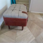 Unique-small vintage bench-ottoman-stool-colonial style - suitcase
