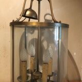 Large round lantern pendant in brass and glass