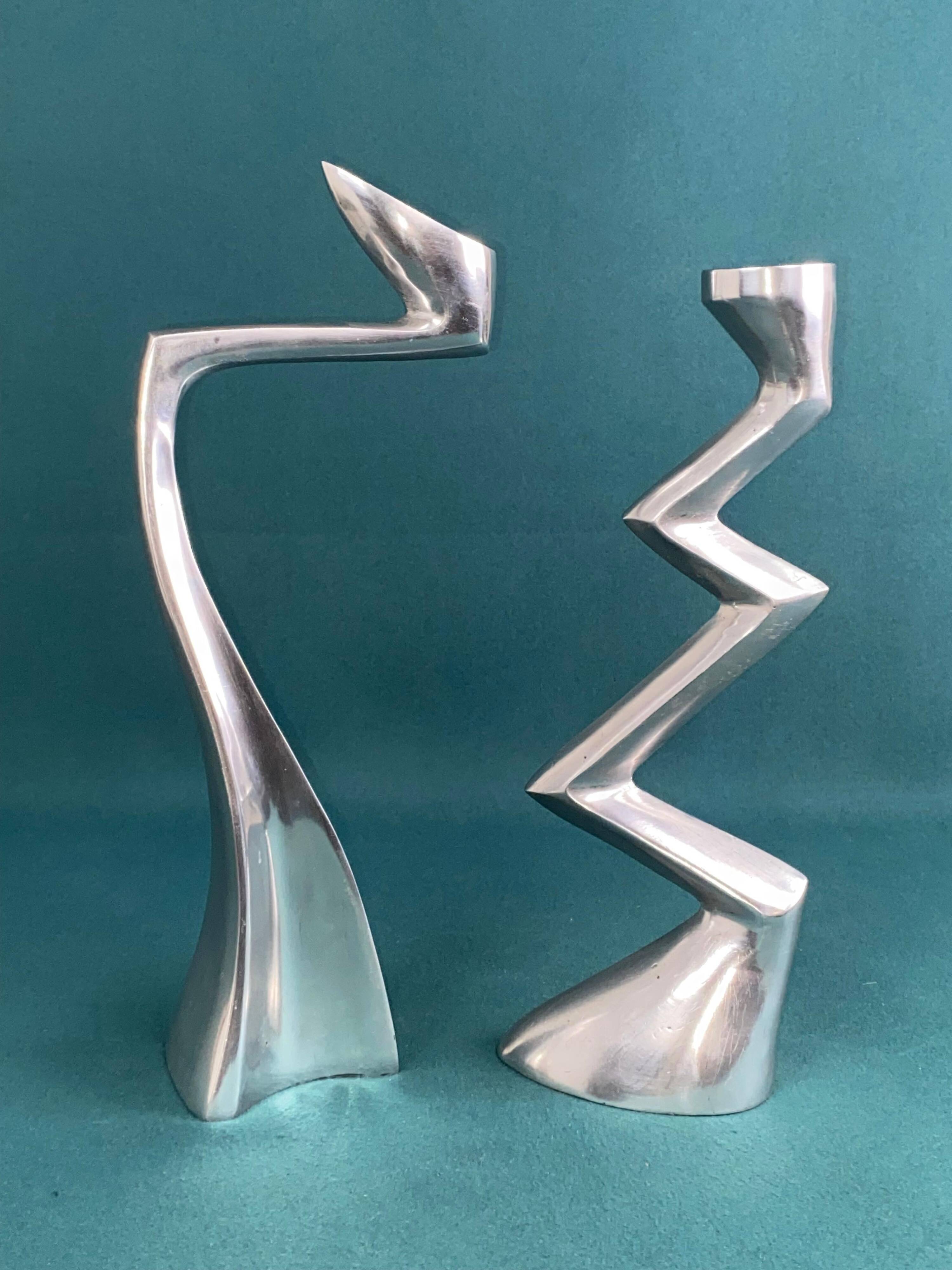 Matthew Hilton Zig Zag & Swan aluminium candle holders