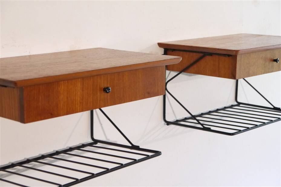 Paire de chevets à suspendre design scandinave 1960