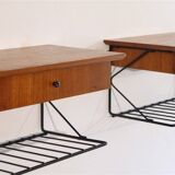 Pair of Scandinavian design hanging bedside tables 1960