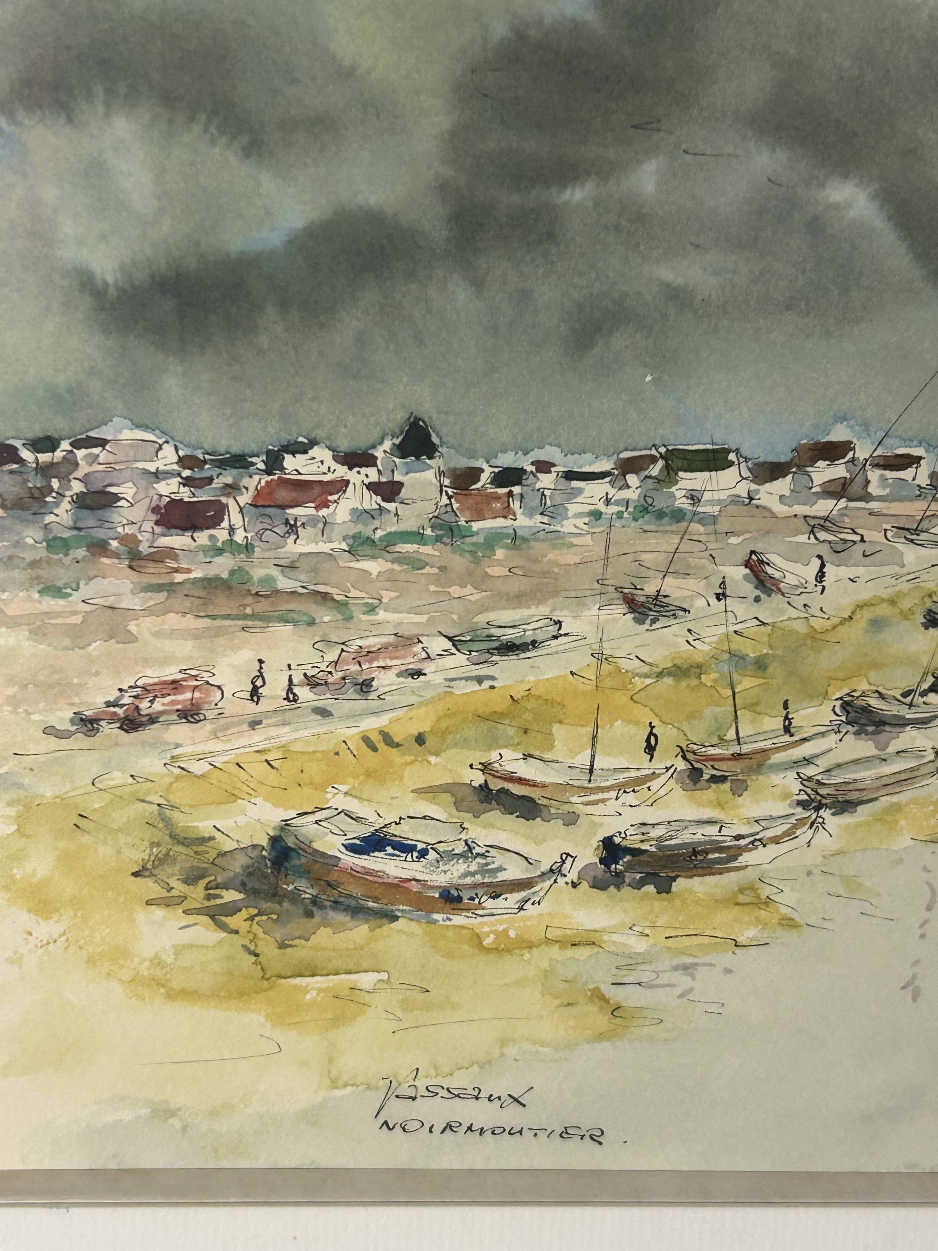 20th century Impressionist school - Vassaux - Marine watercolor - Noirmoutier